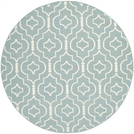 Safavieh 6 X 6 Ft. Round- Contemporary Dhurries Light Blue And Ivory Flatweave Rug DHU637C-6R